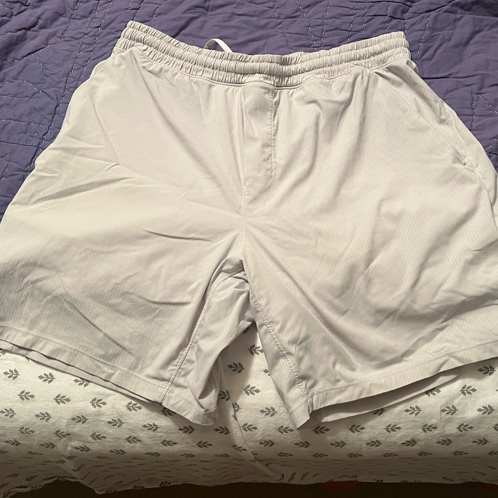 White Large Lululemon Lined Athletic Shorts